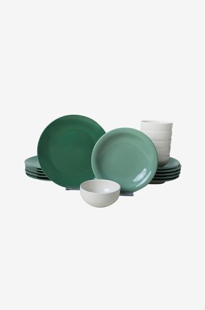 Hermia - Middagsservis i keramik - Selena (18 delar) - Grön - Serviser - Från Homeroom