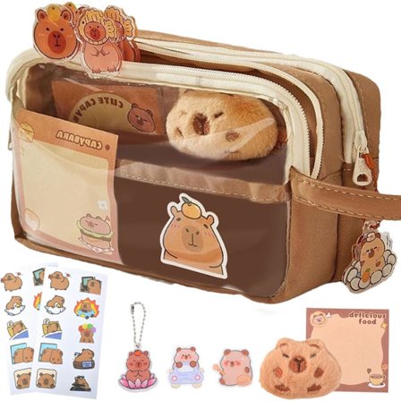 Kapibara - Suuri kapasiteetin penaali, läpinäkyvä penaali, söpöt kynäkotelot, söpö penaali, kirjoitustarvikkeet_MGF