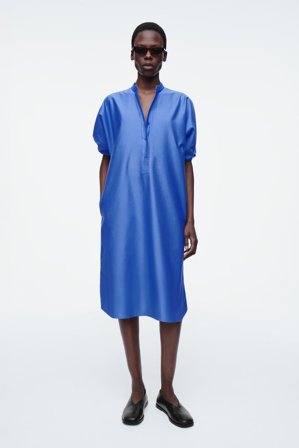 COS Women's Belted Midi Shirt Dress in Blue
