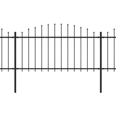 Vidaxl Trädgårdsstaket Med Spjuttopp Stål (1,25-1,5)x10,2 M Svar Svart