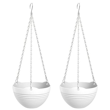 Hängande korg blomkruka. Hängande väggblomkruka med hängande vitt
