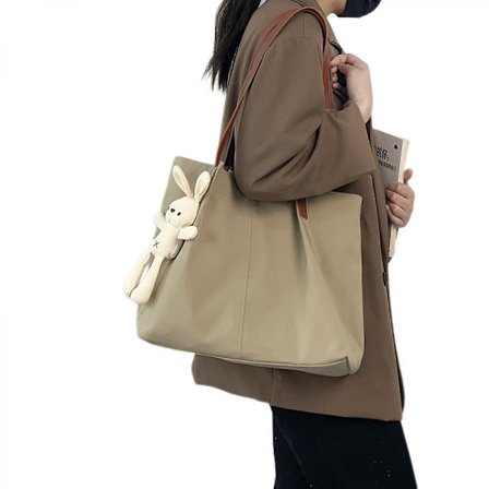 Women Large Capacity Bag,literature And Art Fresh Simple Pure Color Tote Bag, Simple Solid Color Single Shoulder Bagkhaki)