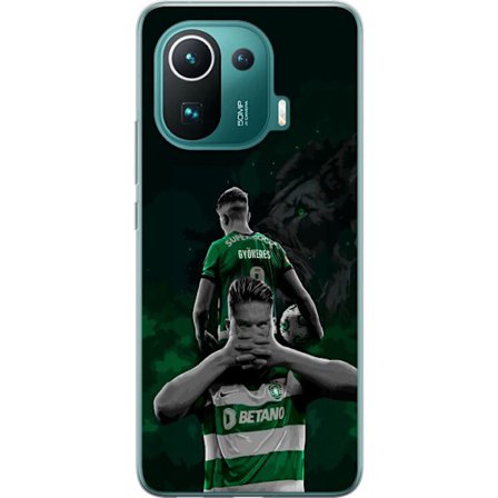 Yhteensopiva Puhelinkuori Xiaomi Mi 11 Pro Neonmotiivi, jossa teksti "Gaming is in my DNA" sinisenä ja punaisena tiiliseinällä, jossa loistava DNA-spi