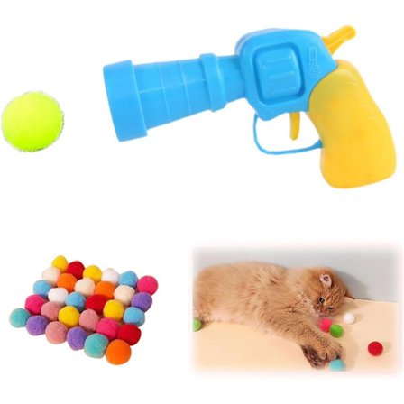 Kattelegetøj med 100 bløde kattebolde og en boldkaster, katteboldlegetøj til indendørs katte til pelsede venner, sjovt interaktivt kattelegetøj