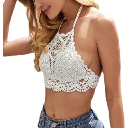2025 Seneste Model Dame Boho Hæklet Halter Bikini Sexet Rygløs Udhulet Crop Tops Badedragt Sommer Strandtøj