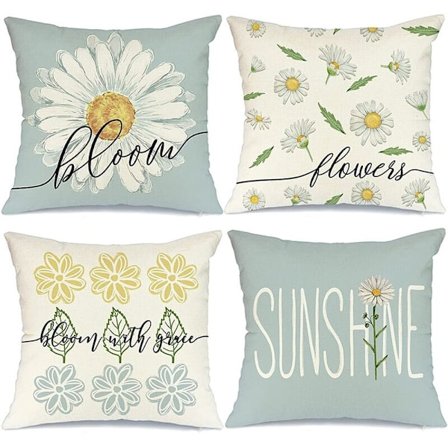 18 X 18 Kuddfodral Set om 4 Gårdshus Sommar Dekor Kuddar Dekorativa Prydnadskuddar