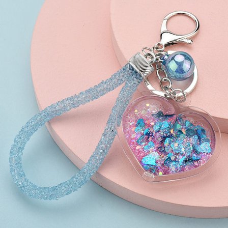 Sød kærlighedshjerte nøglering vedhæng, personlig håndledsrem nøglering dekoration til