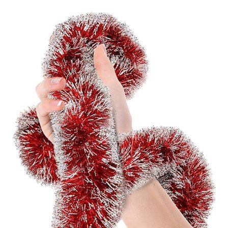 10 m tyk, skinnende juleguirlande - metallisk juletræsglimmer - festdekorationer - rød