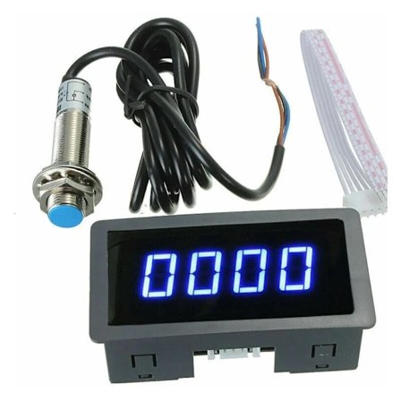 Digitalt Tachometer LED med Hall Effekt Sensor, 4 Hastighedstællere, Blå