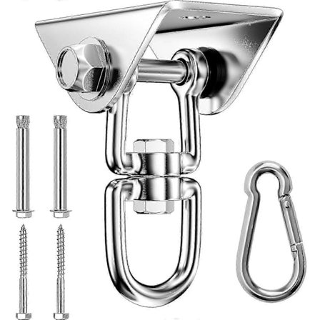 Kestävä ruostumattomasta teräksestä valmistettu koukku, 450 kg kantavuus, 360° pyöriminen, ruuvikiinnityksellä.