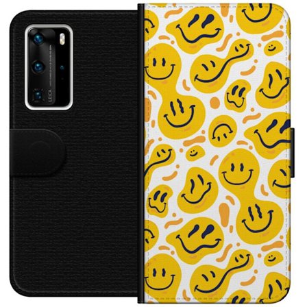 Yhteensopiva Lompakkokotelo Huawei P40 Pro Leikkisä graafinen kuvio keltaisilla hymynaamoilla eri ilmeissä