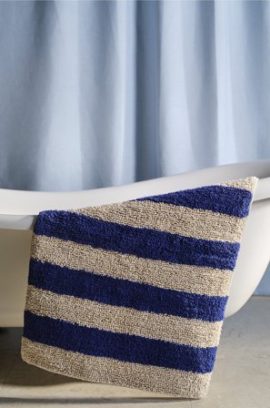 Jotex - Badematte Bomull Blå/beige FARHULT - Kjøp Baderomsmatter hos Jotex