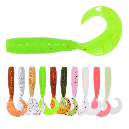 55mm blød orm kunstig simulation fiskeri lokkemad med hale tilbehør