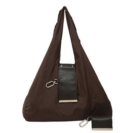 Lätt och hopfällbar unisex-tygväska, tygväska med lädernyckelring, hopfällbar och återanvändbar shopping- och reseväska