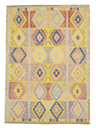 Kilim Afghan Old Style Rug 164X228 Orange/Yellow Wool, Afghanistan