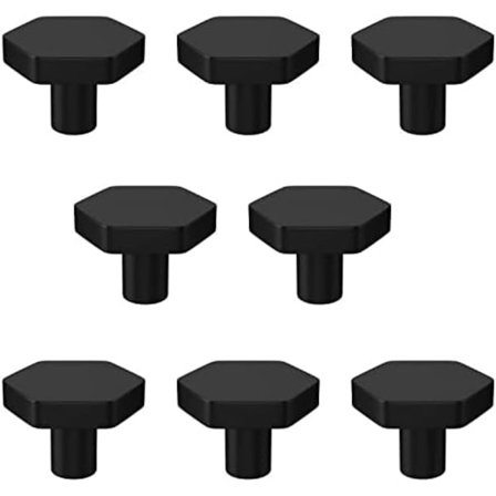 1-1/10" massiva mässingsknoppar Skoskåp Mattsvart sexkantsknopp och handtag för byrålåda (8 delar)