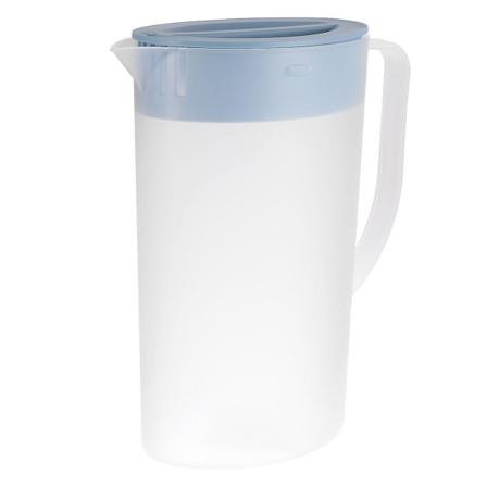 1,6 l Plastbeholder for drikkevarer, varmebestandig, kaldt vannkrukke, saftkanne med lokk og 4 kopper (rosa) Blå 12,5x8,6x23cm Blue 12.5x8.6x23cm