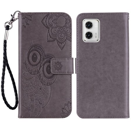 SKALO Motorola Moto G53 5G Mandala Owl Flip Cover - Grå