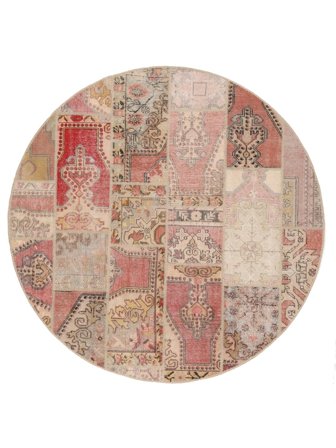 Tapis Patchwork Ø 220 Rond Marron/Orange (Laine, Perse)