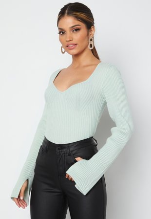 BUBBLEROOM Nadine knitted top Mint green Klær