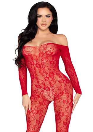 Lace Lingerie Bodystocking Red - Leg Avenue