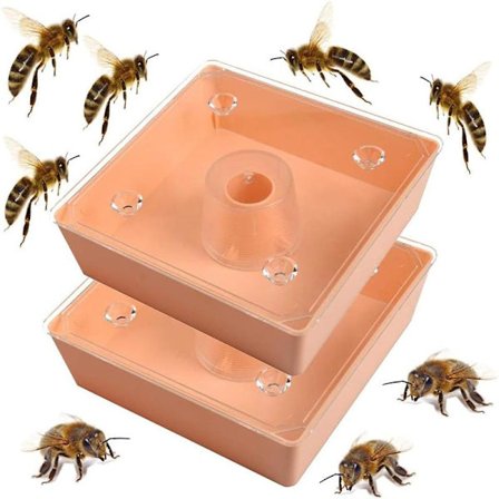 2 stk. hurtigfoderautomater til bier, biavlsudstyr til biavl, værktøj til bifoderautomat med firkantet top