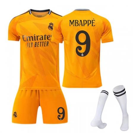 2425 Real Madrid Udebane nr 9 Mbappe Fodboldtrøje Orange No. 9 Mbappe #20(110-120 cm)