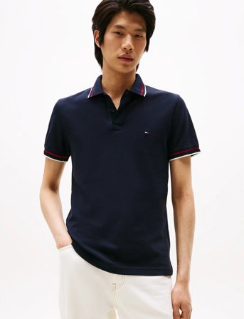 Tommy Hilfiger Cuff Interest Slim Fit Polo - Navy - S