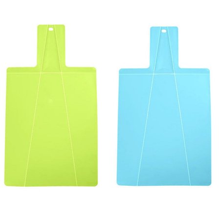 Skjærebrett, plast med håndtak, sammenleggbart, sklisikker overflate, oppvaskmaskinsikker, 38 x 20,3 cm, sett med 2, tilfeldig farge