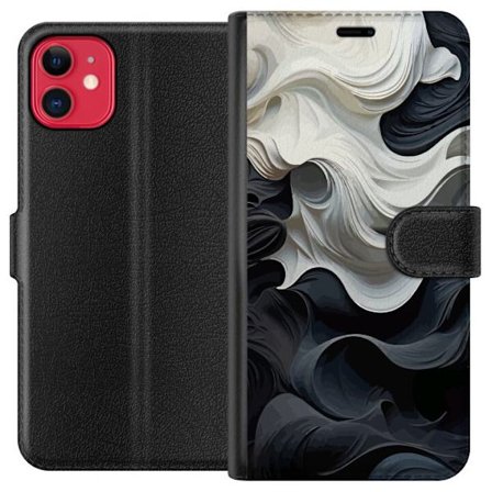 Kompatibelt Plånboksfodral till Apple Apple iPhone 11 Silke Svart / Vitt