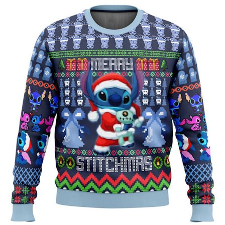 Stitch Grim Juletrøje Pullover Herre 3D Trøje Toppe S