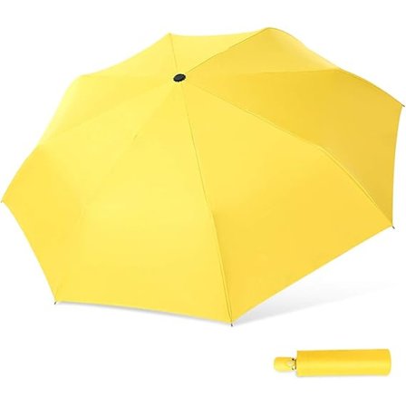 Gul - Kvinde Automatisk Sammenklappelig Paraply Solbeskyttelse Anti-UV Kompakt Bærbar Rejse Vandtæt Rejse Parasol