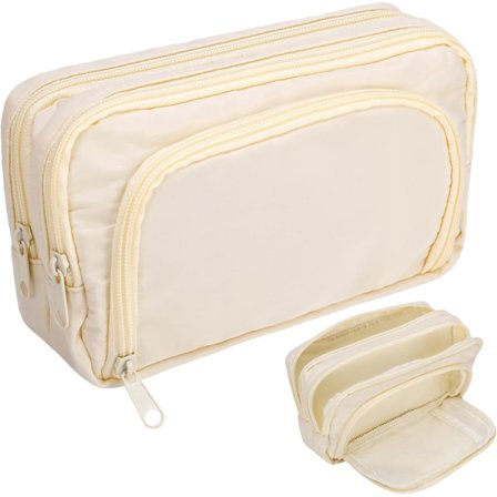 Abrikos Blyantsæske med Rum Stor Blyantsæske Multifunktion Blyantpose Preppy Blyantpose Stationery Organiser Æstetiske Makeuptasker