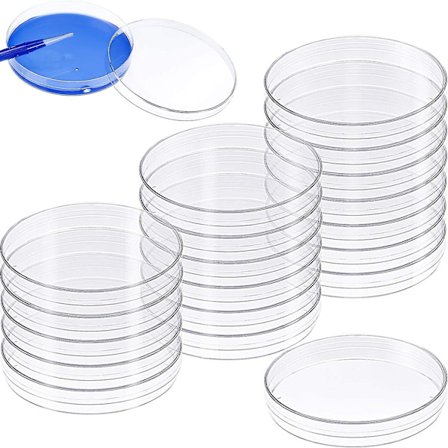 20 stk. 90 x 15 mm Petriskåle i Plast med Låg, Klare Projekter Petriskål til Laboratorier, Opbevaring, Skole Temafest (wanan)