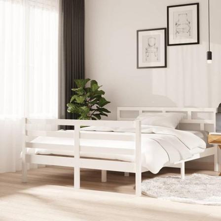 Vidaxl Sängram Vit Massiv Furu 140x190 Cm Vit
