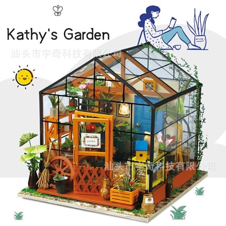 DIY Træbogreol-sæt – Sensorlys Bogstøtte Miniaturehus**TSZH205 Casey Drivhus