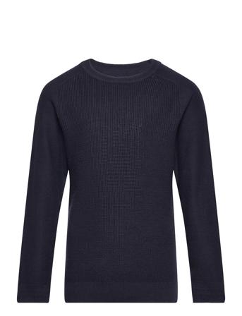 Jprblaanderson Knit Structure Crew Jnr Tops T-shirts Long-sleeved T-shirts Navy Jack & J S