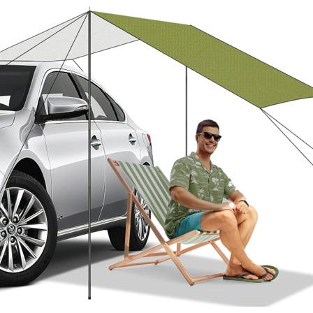 Bilmarkise, vanntett bilmarkise, campingtelt, presenning, bilsidemarkise, teltstropper for SUV Minivan 79x118 tommer (armegrønn)