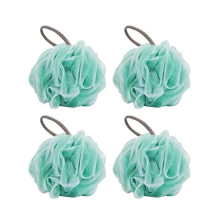 4-pack Nätpuffar Duschboll Bad Dusch Loofah Svamp Kroppsskrubb Exfoliator (färg: Grön2, Storlek: 4st) Grön2 4st