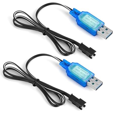 2 stk. USB-ladekabel SM-2P 250mAh RC-bil til 6V Ni-Mh-batterier Lyseblå farve