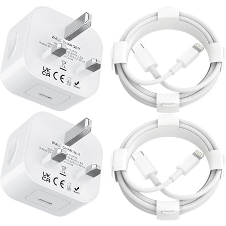 USB C Hurtiglader for iPhone Lader 2-pakning 20W med 1,8 m Kabel for iPhone 14/13/12/11 Pro/Pro Max/XS Max/XS/XR/X/SE/8