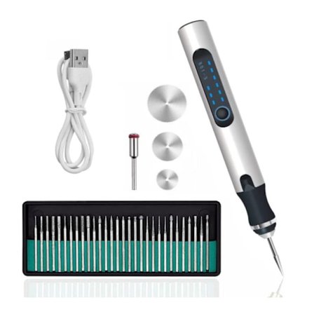 Ledningsfri graveringspen, elektrisk graveringsværktøjssæt med 35 bits,