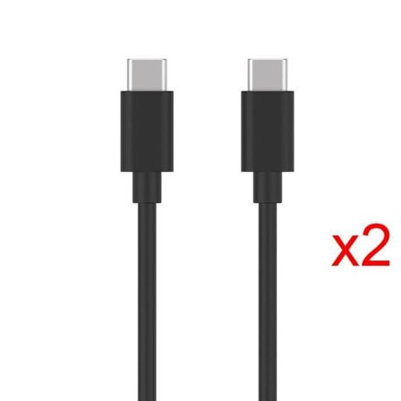 Lot 2 USB-C till USB-C-kablar för Redmi Note 14 - Note 13 - Note 12 - Note 12 Pro - Note 12 Pro+ Svart - 1 Meter