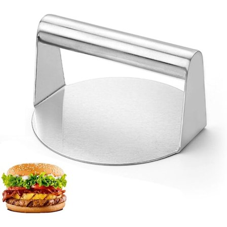 Burgerpresse i rustfritt stål, 14 cm, kraftig, rund hamburgerpresseform, perfekt for stekeplate, grillmatlaging, biff, panini