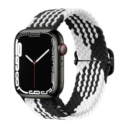 Flettet løkke for Apple Watch-reim 44mm 40mm 45mm 41mm 42mm 38mm 49mm Elastisk Solo-armbånd iWatch serie 9 se 7 5 6 Ultra2 Band 23. Svart hvit 23.