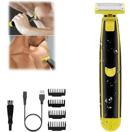 Hårfjerningsmaskin for menn, intim barbermaskin for private deler, klippemaskin, trimmer for lysken, elektrisk epilator, barberhøvel for damer, svart 