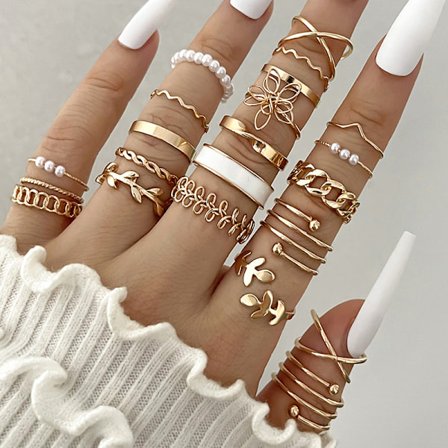 1 Set Legeringsringar Set För Kvinnor Smycken Justerbar Ring För Tjej