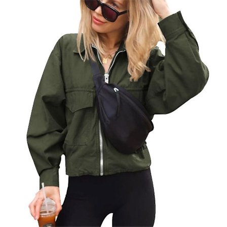 Jackor Dam Långärmad Stora Fickor Jackor Kappa Solid Färg Casual Toppar Nya