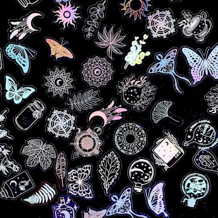 200 stk. holografiske klistermærker, store holografiske klistermærker glitter PET selvklæbende dekaler