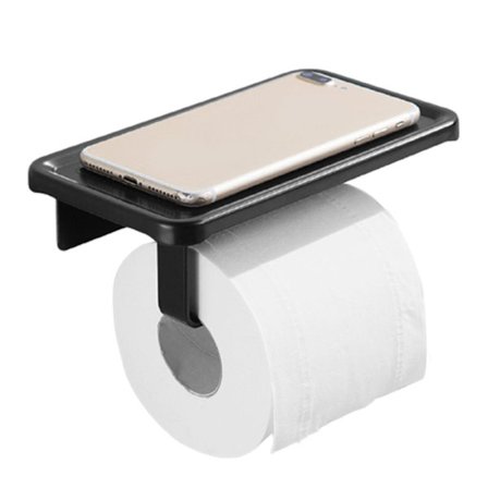 Toiletpapirholder med hylde Vævholder til badeværelse Rullepapirholder Væghængt